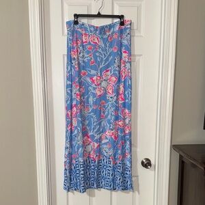 Lilly Pulitzer Blue and Pink Floral Maxi Skirt